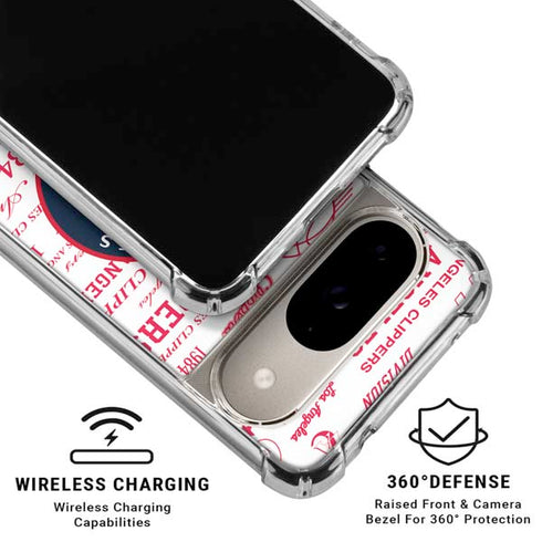 NBA Los Angeles Clippers Blast Logos Google Pixel 10 Clear Case